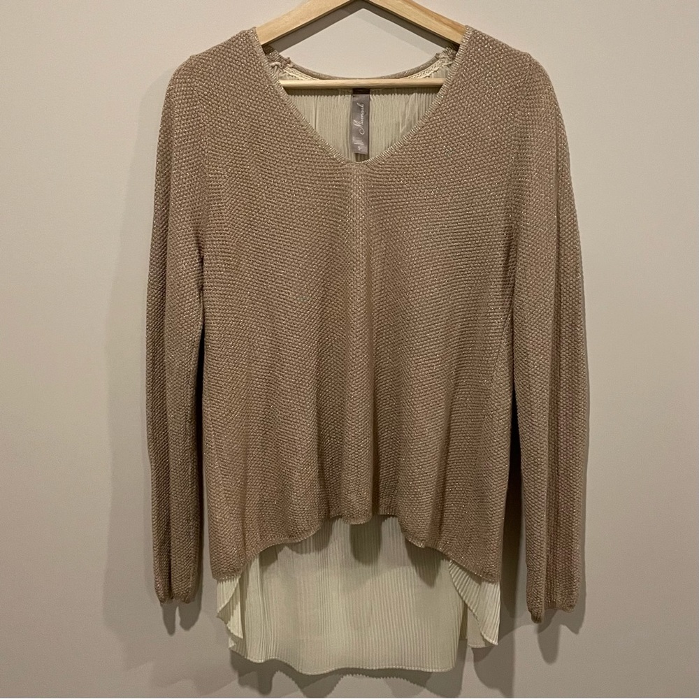 Layered Sweater with Pleated Detail